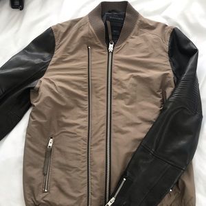 All Saints bomber jacket w leather sleeves small